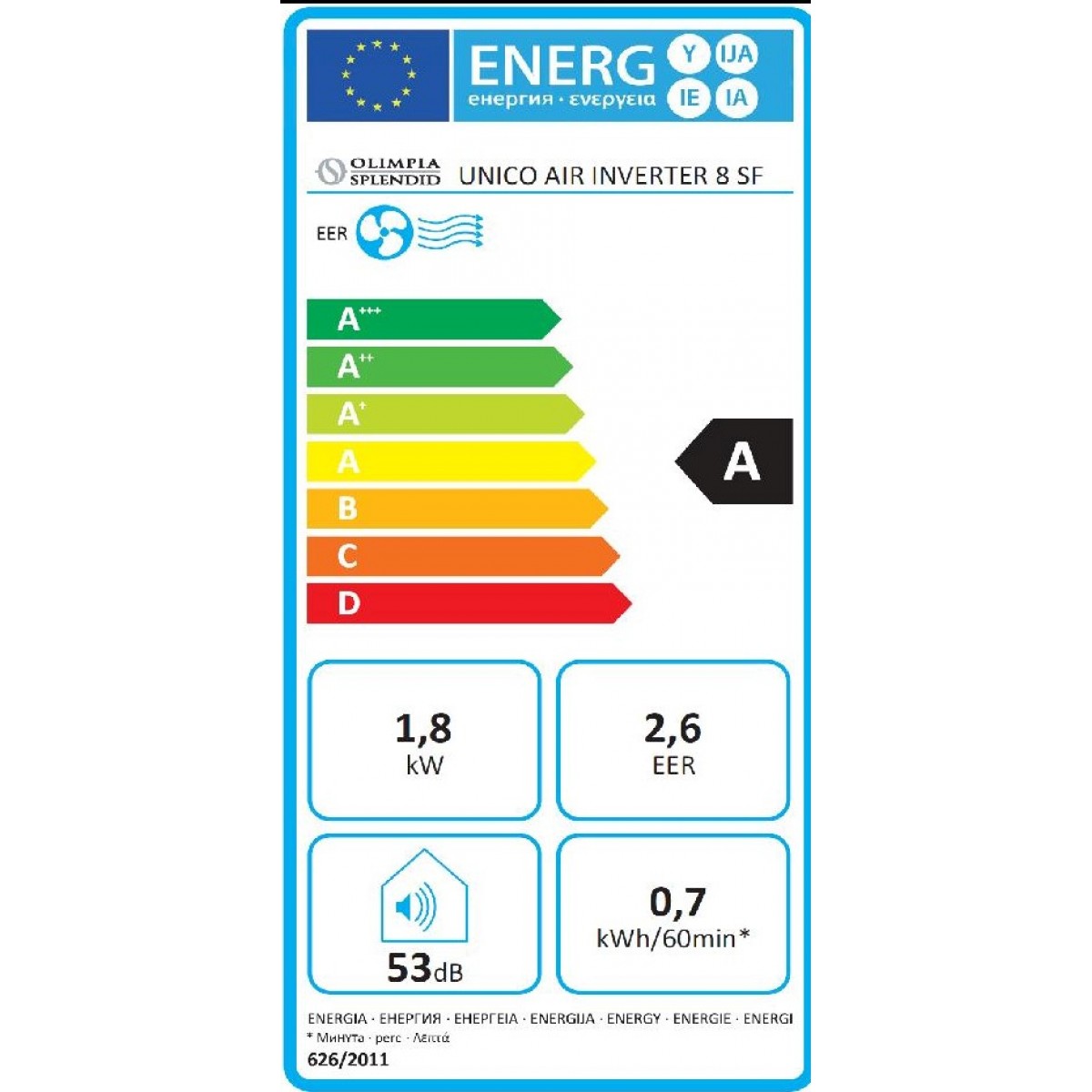 Klimatizace Olimpia Splendid Unico Air Inverter 8 SF - rozbaleno (vystavený kus)