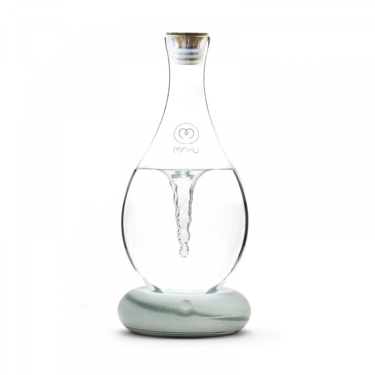 Karafa MAYU Swirl GREYSTONE - rozbaleno, spirálová forma vodního víru, nádoba 1,5 l, USB-C nabíjení, až 7 hodin bezdrátového používání