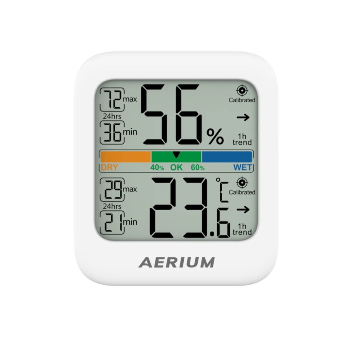 Monitor teploty a vlhkosti vzduchu AERIUM T33 DUAL, teplotní rozsah -20 °C – 70 °C, měření vlhkosti 10 % – 99 %, přesnost měření vlhkosti 5 %