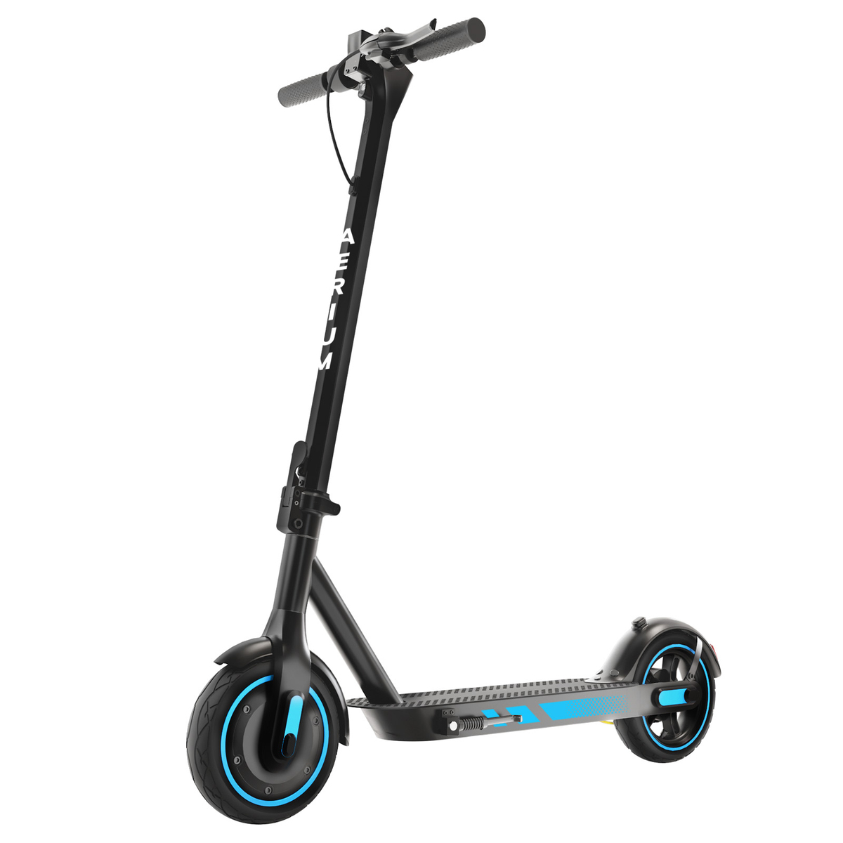 Elektrokoloběžka AERIUM MaxRide T500 modrá, elektrická koloběžka skládací, motor 500 W, dojezd až 30 km, maximální rychlost 25 km/h, nosnost 120 kg, gumová nafukovací kola, mobilní aplikace