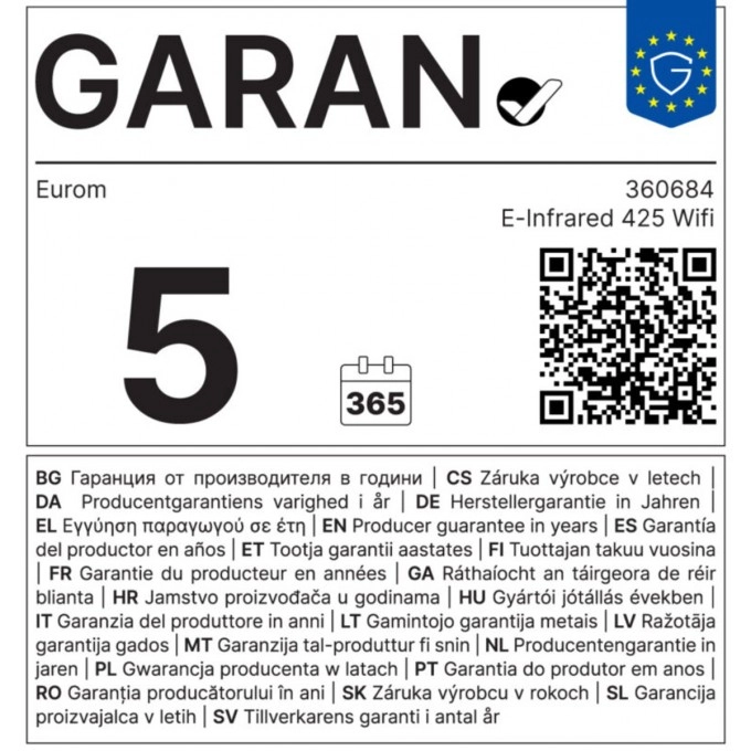 Infračervený topný panel EUROM E-Infrared 425